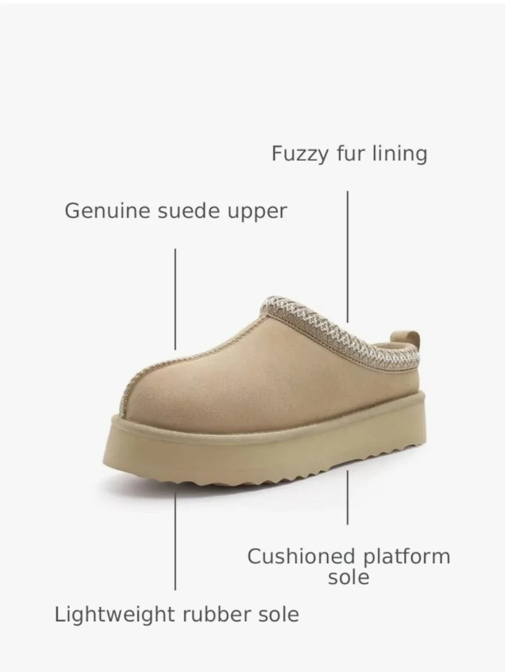Women’s Fuzzy Winter Slip-On Clog- Sand - Picture 3 of 7